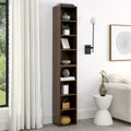 8-Tier Media Tower Rack, CD DVD Slim Storage Cabinet with Adjustable Shelves, Tall Narrow Bookcase Display Bookshelf