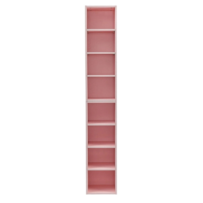 8-Tier Media Tower Rack, CD DVD Slim Storage Cabinet with Adjustable Shelves, Tall Narrow Bookcase Display Bookshelf