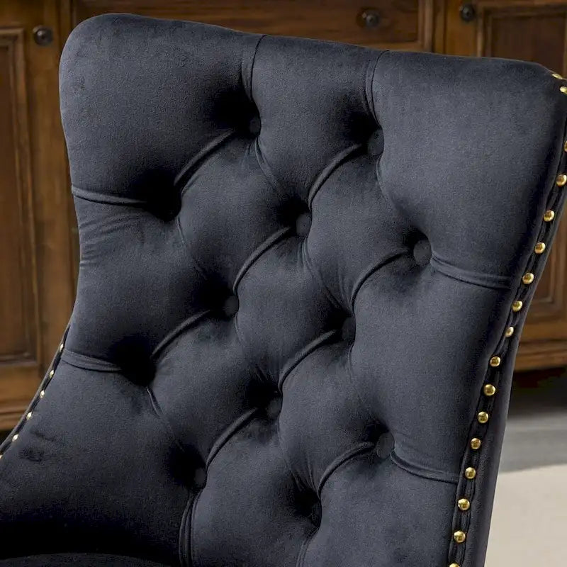 Office Chair with Wheels, Adjustable Height, Velvet Upholstered Tufted Button Computer Desk Chair Swivel