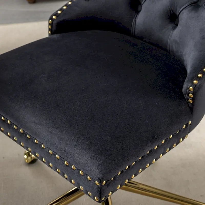 Office Chair with Wheels, Adjustable Height, Velvet Upholstered Tufted Button Computer Desk Chair Swivel