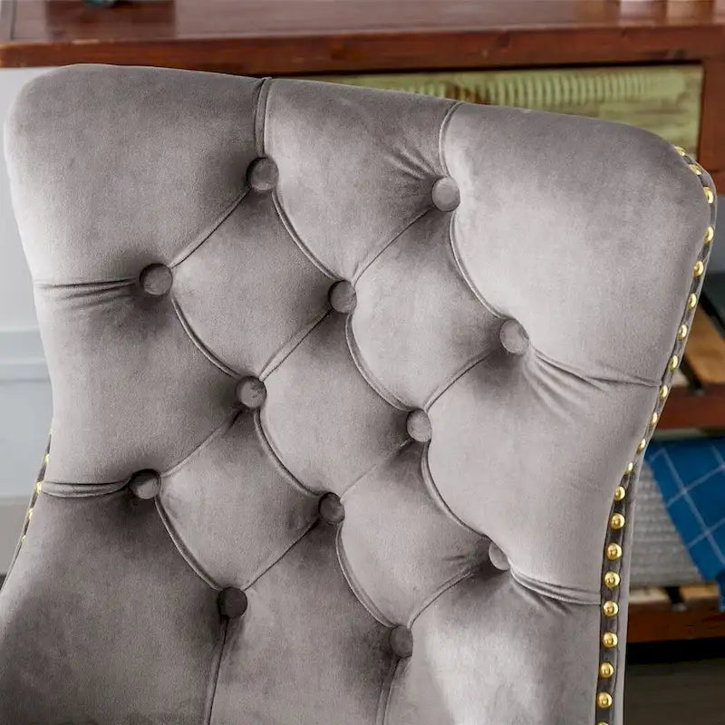 Office Chair with Wheels, Adjustable Height, Velvet Upholstered Tufted Button Computer Desk Chair Swivel