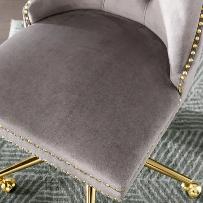 Office Chair with Wheels, Adjustable Height, Velvet Upholstered Tufted Button Computer Desk Chair Swivel