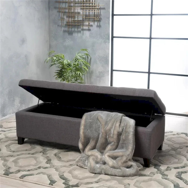 Tufted Linen Fabric Storage Bench by Harper&Bright Designs