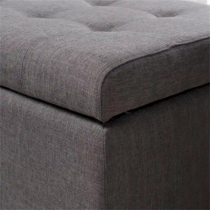 Tufted Linen Fabric Storage Bench by Harper&Bright Designs