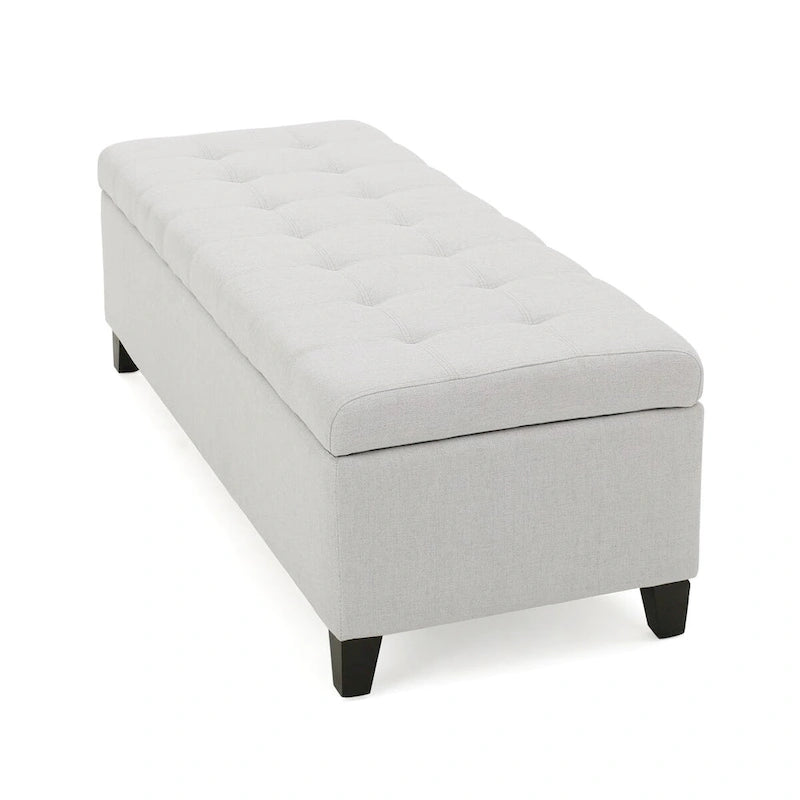 Tufted Linen Fabric Storage Bench by Harper&Bright Designs