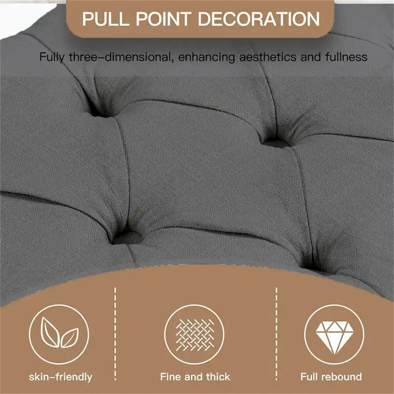 35 Button-Tufted Storage Ottoman Linen Storage Bench