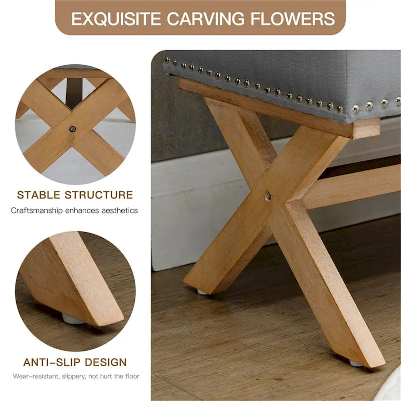 35 Button-Tufted Storage Ottoman Linen Storage Bench