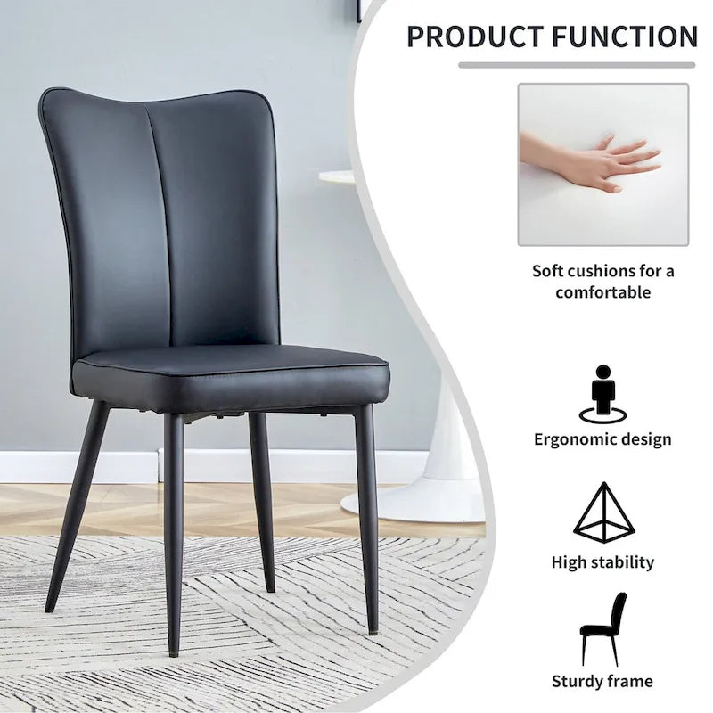 Modern minimalist 4-piece set of faux leather dining chairs and office chairs