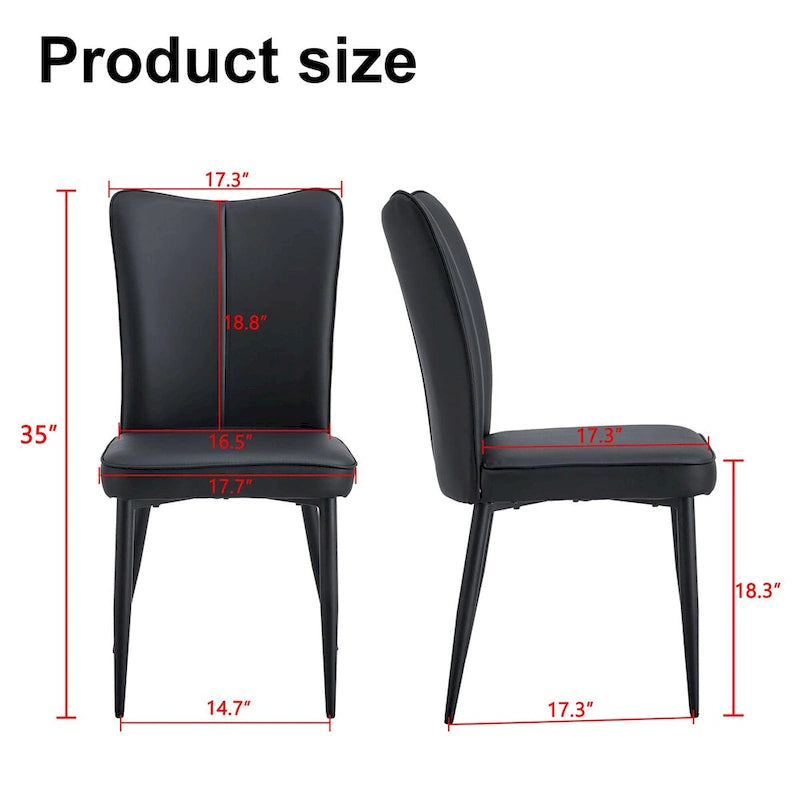 Modern minimalist 4-piece set of faux leather dining chairs and office chairs