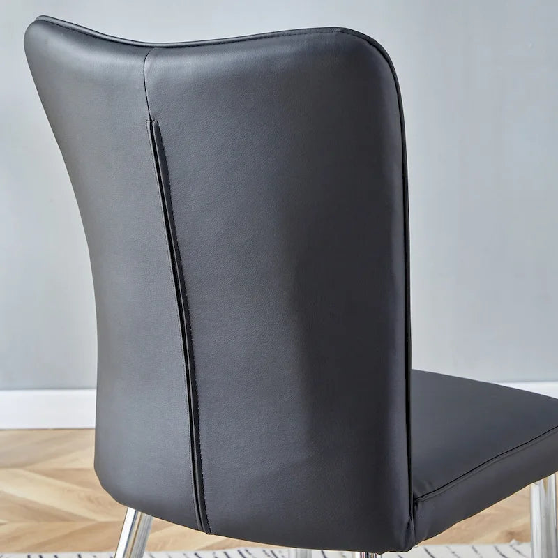 Modern minimalist 4-piece set of faux leather dining chairs and office chairs