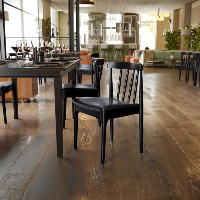 Commercial Solid Wood Dining Chair with Vinyl Padded Seat