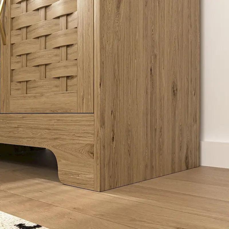 Accent Kitchen Buffet and Hutch Wooden Storage Cupboard with Glass Accent Drawer, and Microwave Space