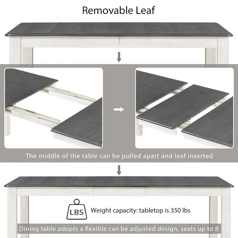 7-Piece Dining Table Set with Extendable Table and 6 Chairs