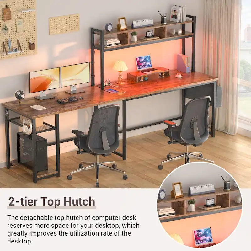 L-Shape Gaming Desk Wood Office Computer Table with Hutch and USB Port