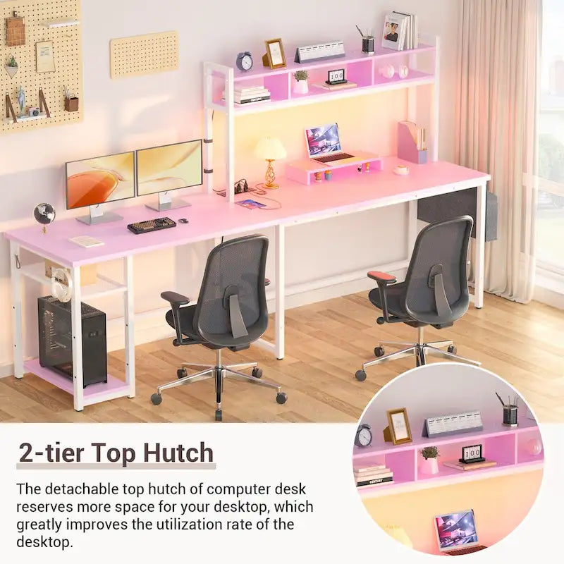 L-Shape Gaming Desk Wood Office Computer Table with Hutch and USB Port