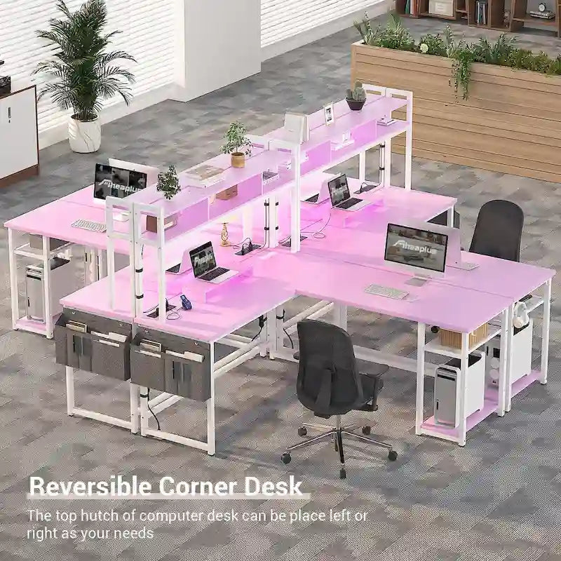 L-Shape Gaming Desk Wood Office Computer Table with Hutch and USB Port