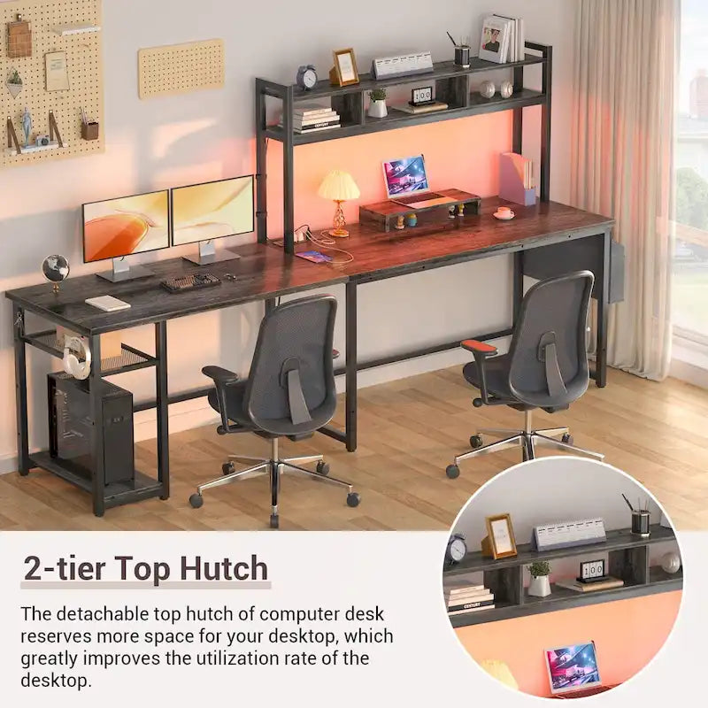 L-Shape Gaming Desk Wood Office Computer Table with Hutch and USB Port