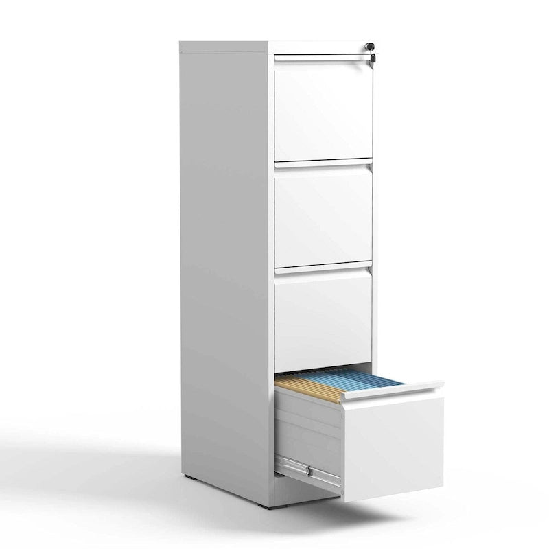4-Drawers 14.96 W Metal Vertical File Cabinet with Lock Office Home Vertical File Cabinet for A4 Legal/Letter Size