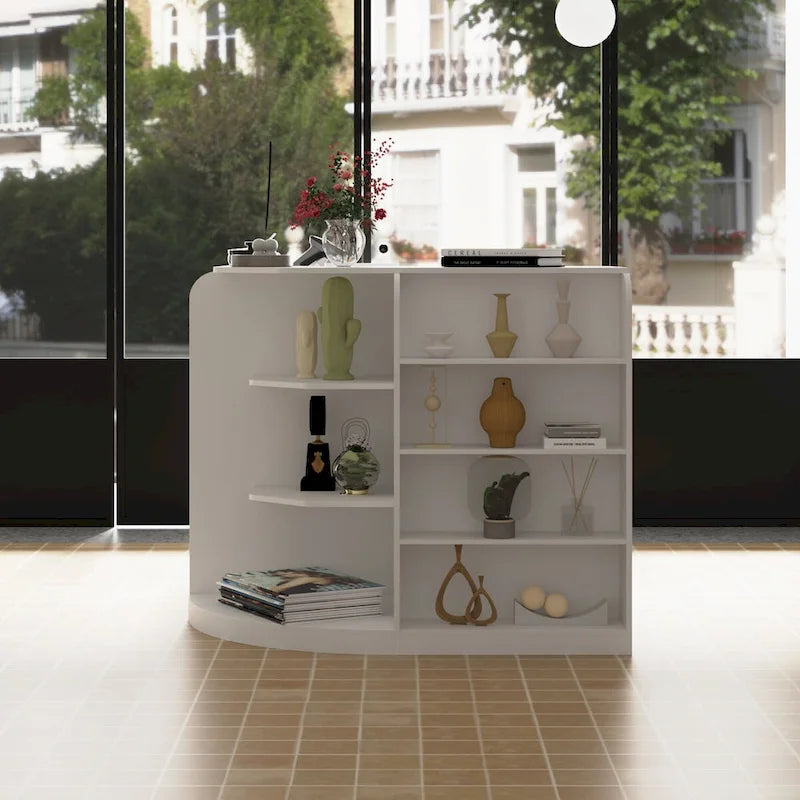White Welcome Desk with Side Drawer and Cabinet - Reception Solution