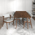 Ayven Mid-Century Style 7 Piece Solid Wood Dining Set in Walnut Brown