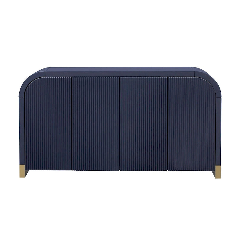 4-door Curved Corner Design Wavy Door Panel Cabinet with Adjustable Shelves