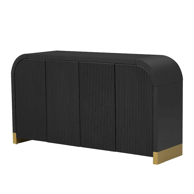4-door Curved Corner Design Wavy Door Panel Cabinet with Adjustable Shelves