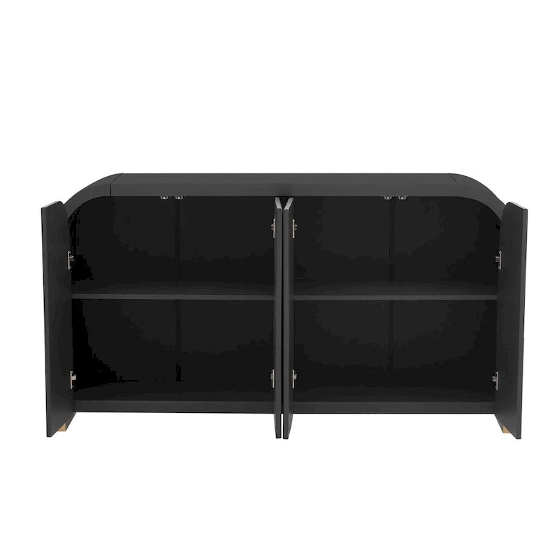 4-door Curved Corner Design Wavy Door Panel Cabinet with Adjustable Shelves