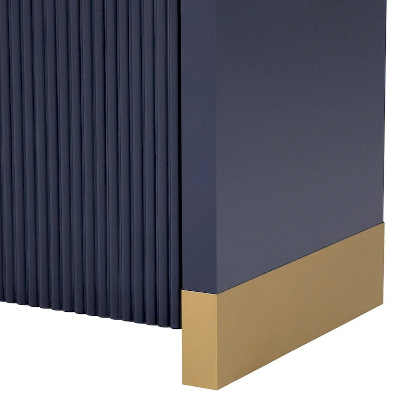 4-door Curved Corner Design Wavy Door Panel Cabinet with Adjustable Shelves