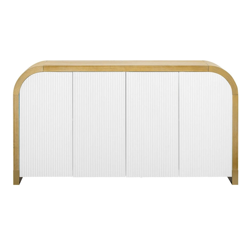 4-door Curved Corner Design Wavy Door Panel Cabinet with Adjustable Shelves