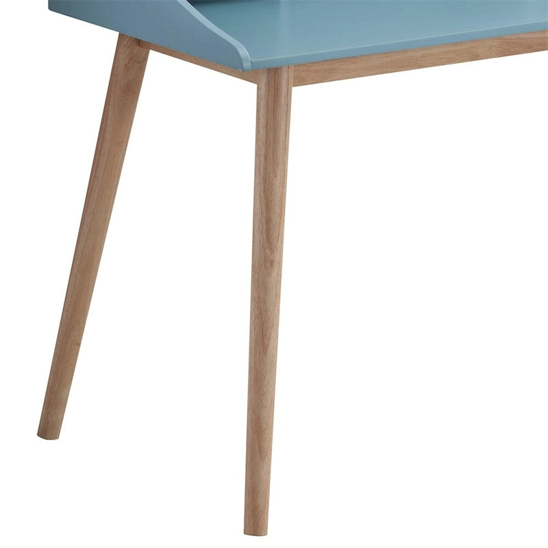 Mid-Century Modern Wood Writing Desk with Hutch