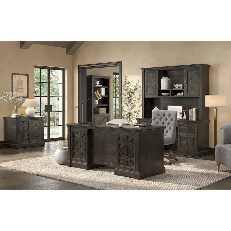 Traditional Wood Lateral File, Storage File Drawer, Office File Drawer, Fully Assembled Dark Brown
