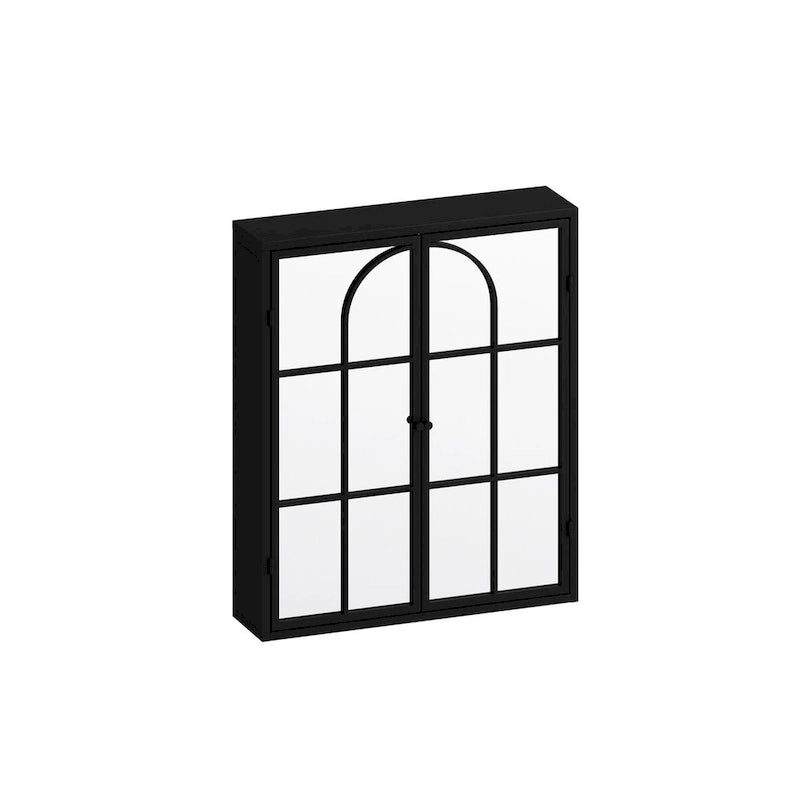 23.62 Vintage Two Door Wall Cabinet with Mirror,Three-level Entrance Storage Space for Living Room,Bathroom,Dining Room,Black