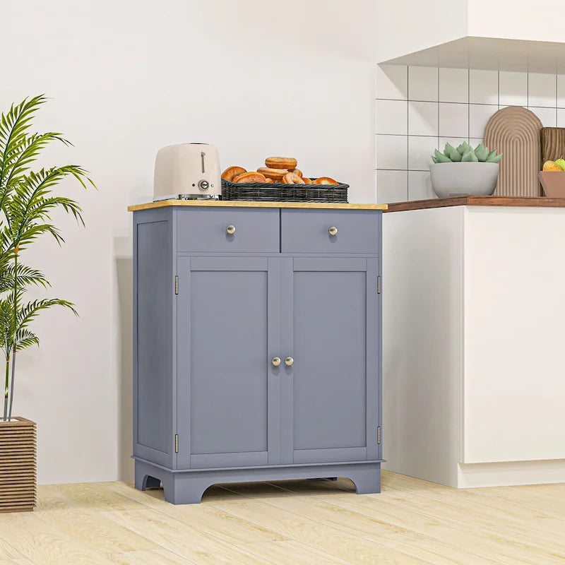 Sideboard Buffet Cabinet, Double Door Kitchen Cabinet, Coffee Bar Storage with 2 Drawers, Adjustable Shelf