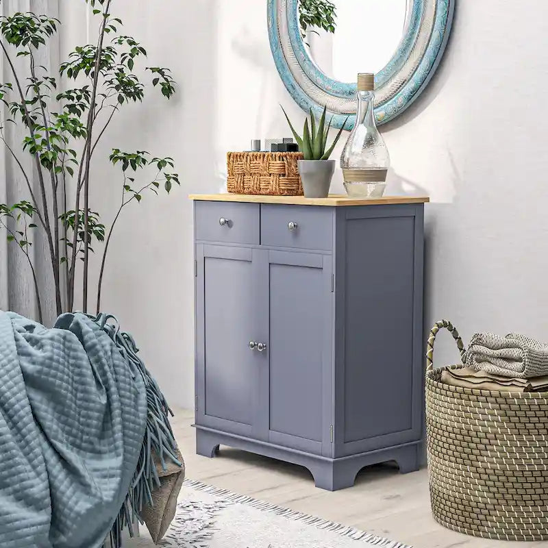 Sideboard Buffet Cabinet, Double Door Kitchen Cabinet, Coffee Bar Storage with 2 Drawers, Adjustable Shelf