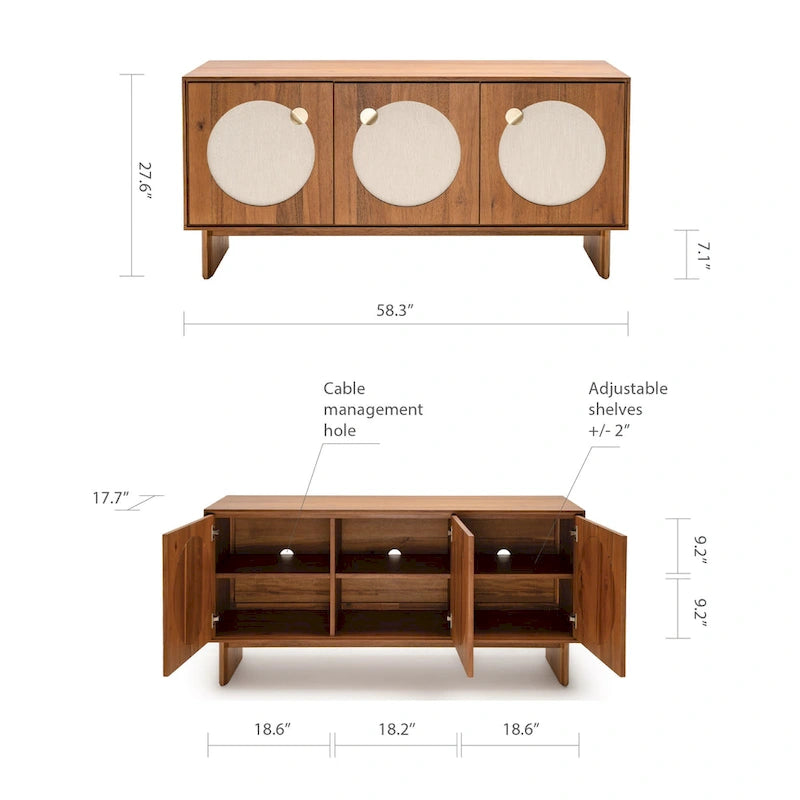 Studio London Orka Wide Modern Walnut Effect Cabinet Sideboard