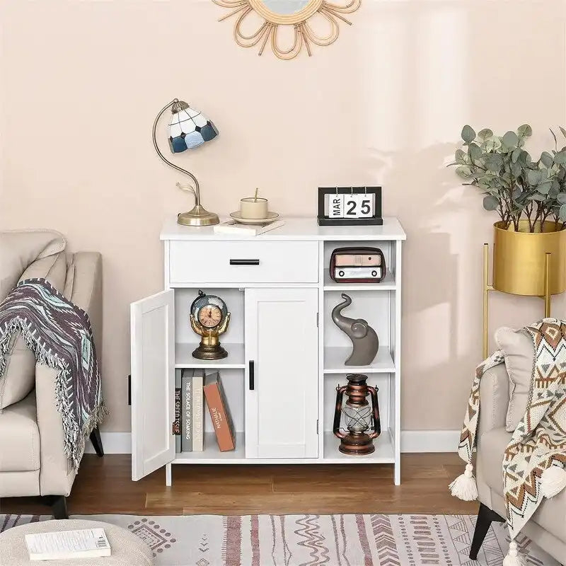 Floor Storage Cabinet with Doors and Shelves - 11.8D x 29.5W x 31.6H