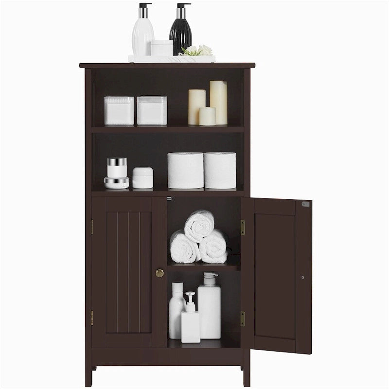 Yaheetech 5-Tier Wooden Bathroom Floor Cabinet with Adjustable Shelf