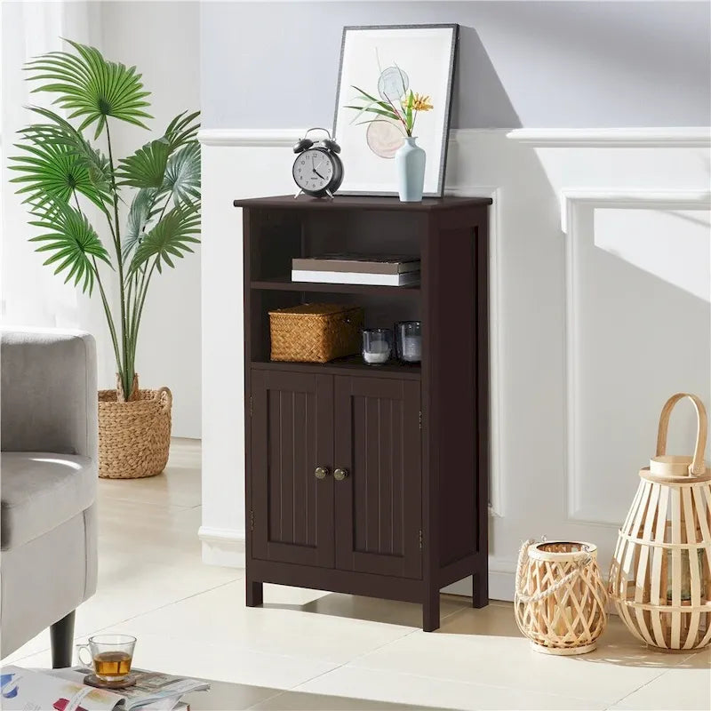 Yaheetech 5-Tier Wooden Bathroom Floor Cabinet with Adjustable Shelf