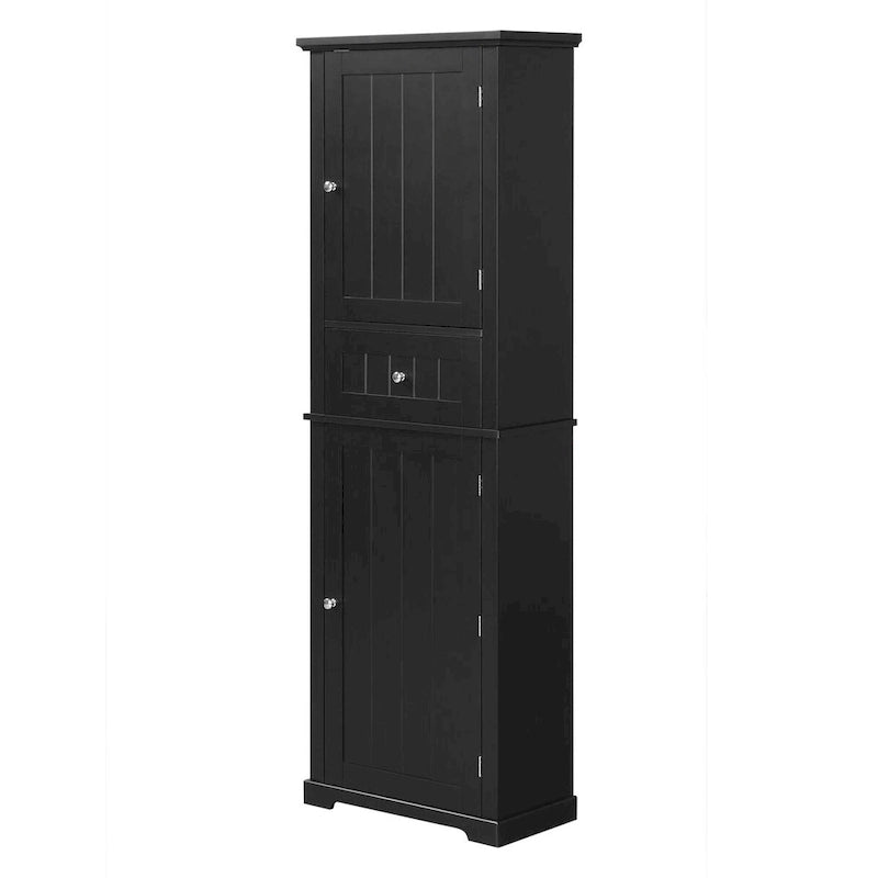 Freestanding Storage Cabinet with Drawer and Adjustable Shelf