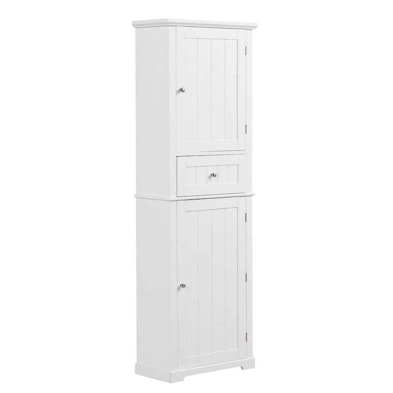 Freestanding Storage Cabinet with Drawer and Adjustable Shelf