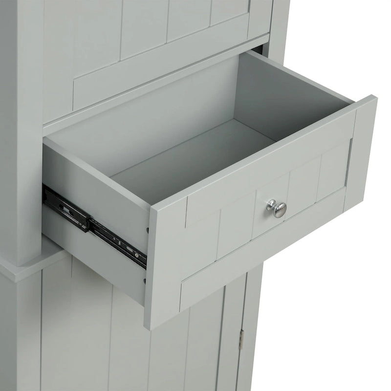Freestanding Storage Cabinet with Drawer and Adjustable Shelf