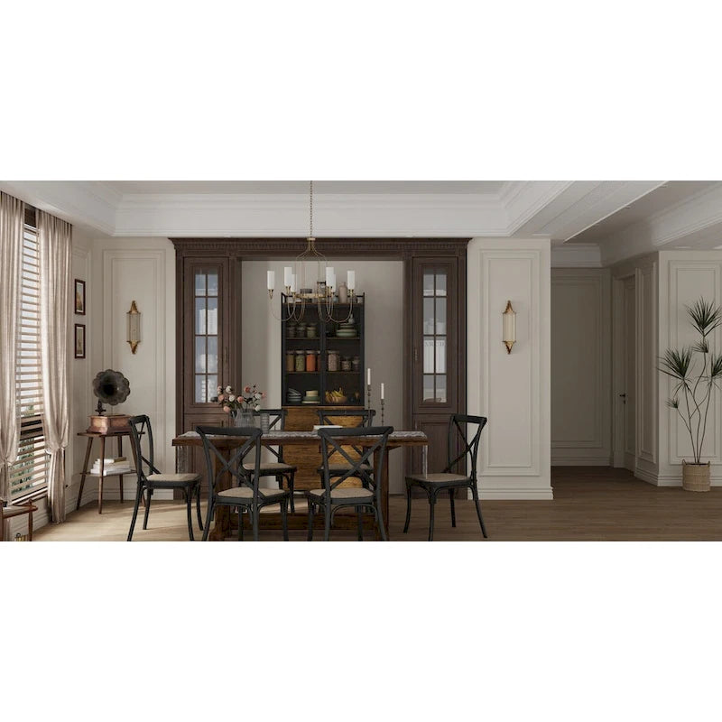 Brown Walnut Color Retro Kitchen Storage Cabinet Collection with Iron Frame