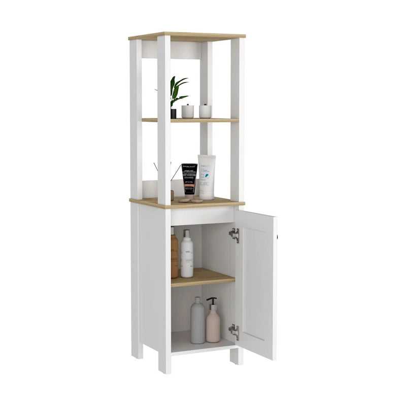 Bathroom Floor Cabinet,Bathroom Storage Cabinet,Two Interior Shelves,Two Open Shelves,Single Door