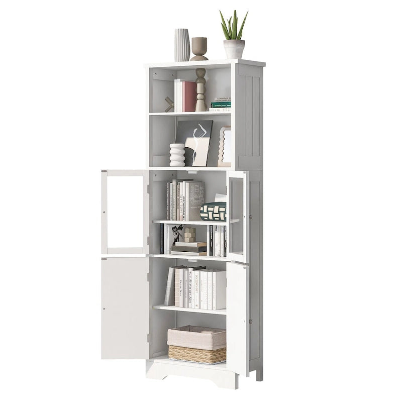 Tall Storage Cabinet with Shelves and Doors for Bathroom