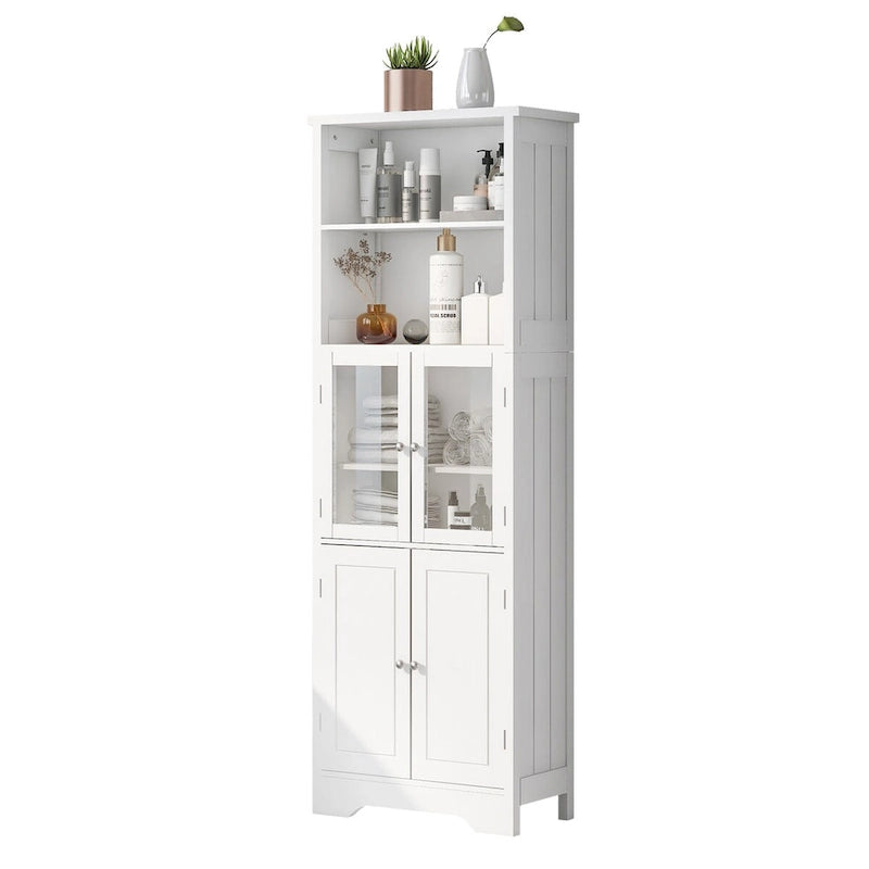 Tall Storage Cabinet with Shelves and Doors for Bathroom