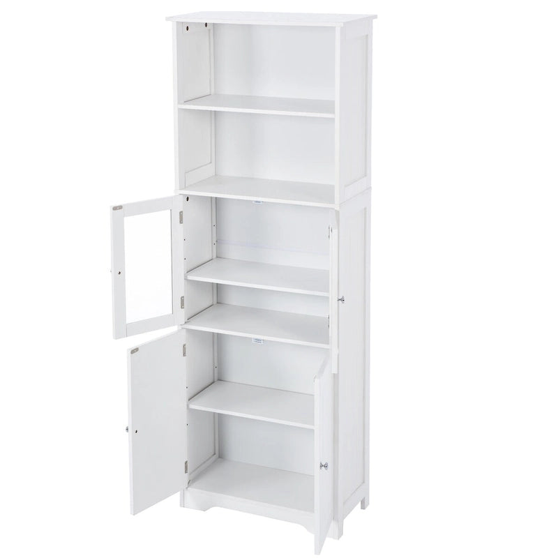 Tall Storage Cabinet with Shelves and Doors for Bathroom