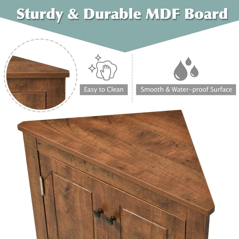 Triangle Bathroom Storage Cabinet with Adjustable Shelves,Freestanding Floor Cabinet for Home Kitchen
