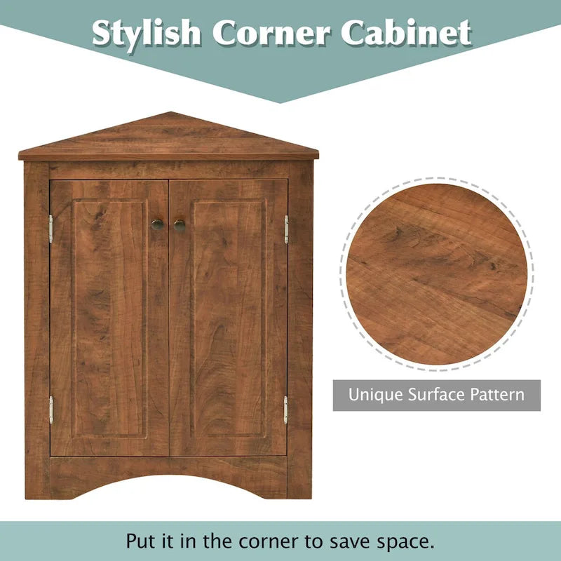 Triangle Bathroom Storage Cabinet with Adjustable Shelves,Freestanding Floor Cabinet for Home Kitchen