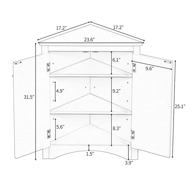 Triangle Bathroom Storage Cabinet with Adjustable Shelves,Freestanding Floor Cabinet for Home Kitchen