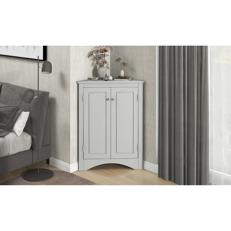 Triangle Bathroom Storage Cabinet with Adjustable Shelves,Freestanding Floor Cabinet for Home Kitchen